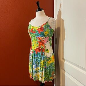 Jams World Women’s VTG Floral Art To Wear Resort Spaghetti Strap Crinkle Dress